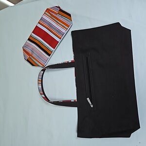 Brown lined Bag with Make up case.